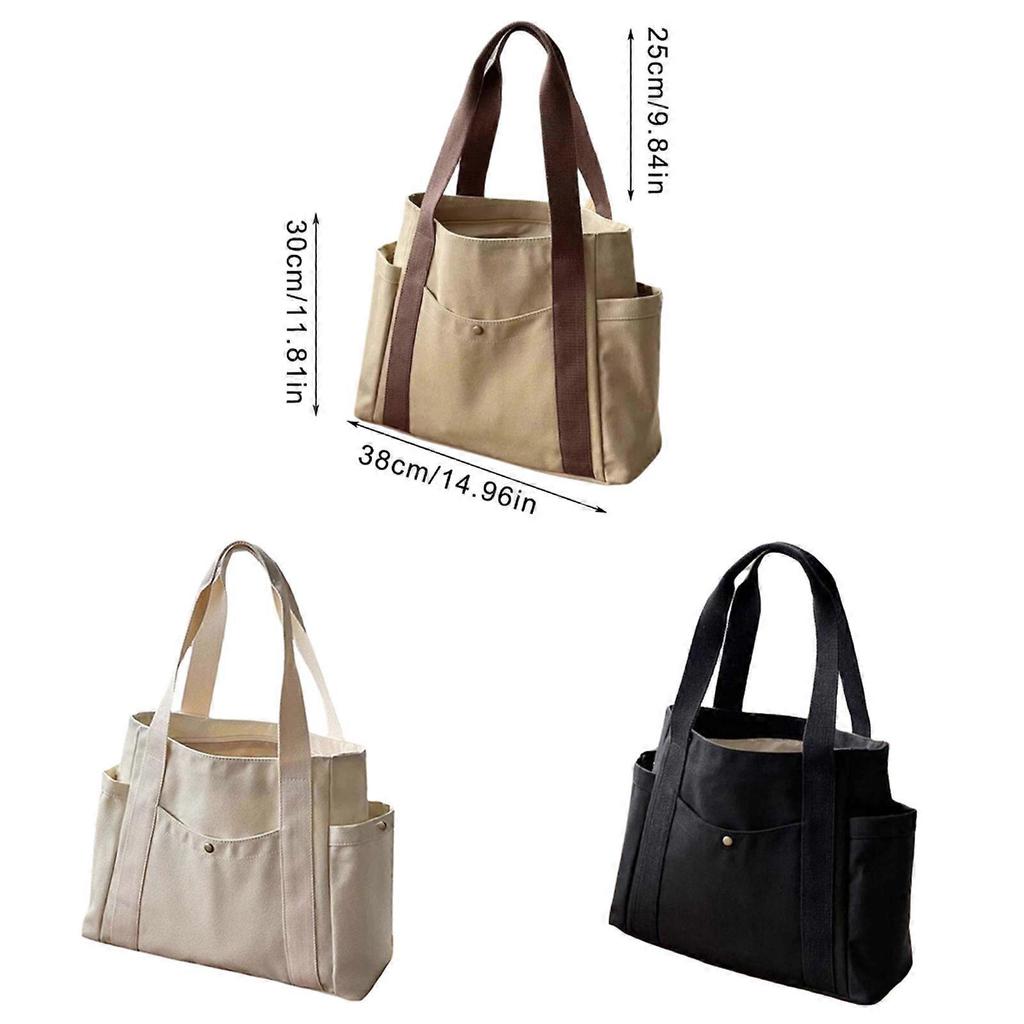 Fashionable Shopping Bag Canvas Bag For Women Convenient Handbag Large Capacity Book Bag For Student And Professional Beige