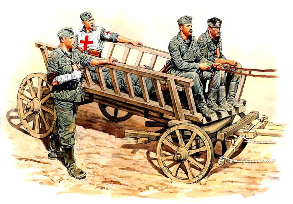 Master Box German 4 Horse Injured Soldier Retreat 4 Plastic Model MB35058 1/35 Infantry, Carriage, Scene,