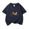 Kids Cotton T Shirt Peeking Bengal Cat Print Crew Neck Short Sleeve Tee Casual Breathable Boys Girls Summer Tops