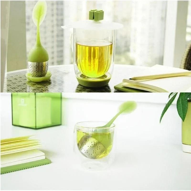 Household Creative Silicone Tea Strainer Sweet Leaf Pattern Tea Filter Teapot for Loose Leaf Herbal Spice Filter Accessories