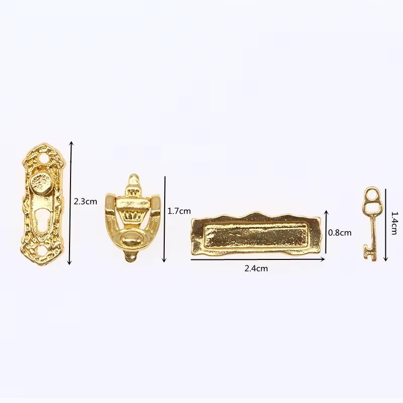 4Pcs Metal Door Knocker Set Dollhouse Hardware Miniature Accessories
