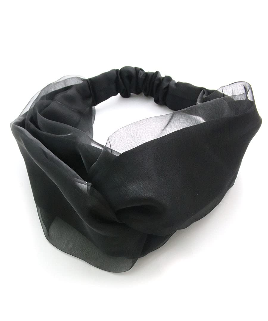 

ВИНТАЖНЫЙ Органза Сатин Крест Тюрбан Прозрачный и Повязка на голову, Элегантный, HB-115-BK чёрный