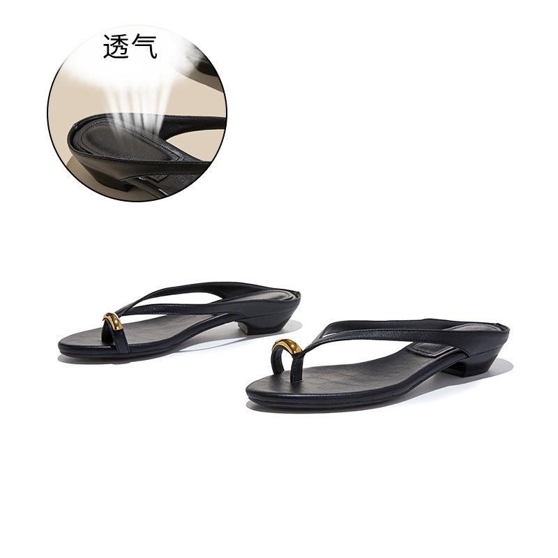 

Wedge heel flip-flops women s summer new design sense wear sandals casual versatile beach shoes niche women s shoes 35 чёрный