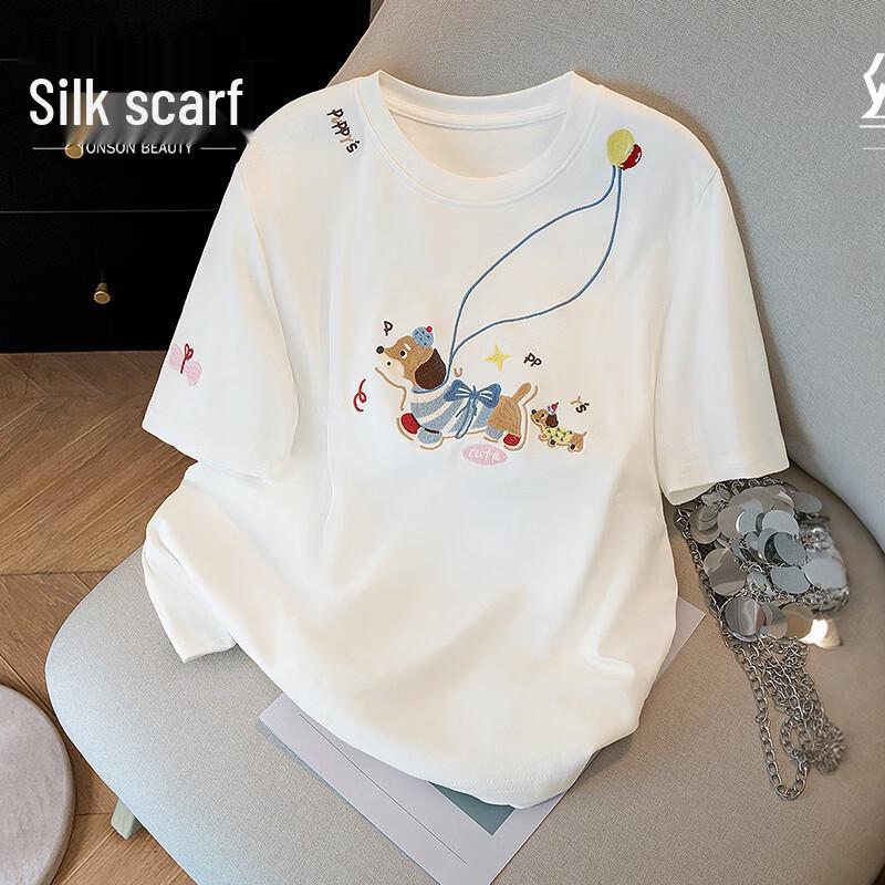 Sibaishi Cartoon Print Round Neck Short Sleeve T-Shirt XL