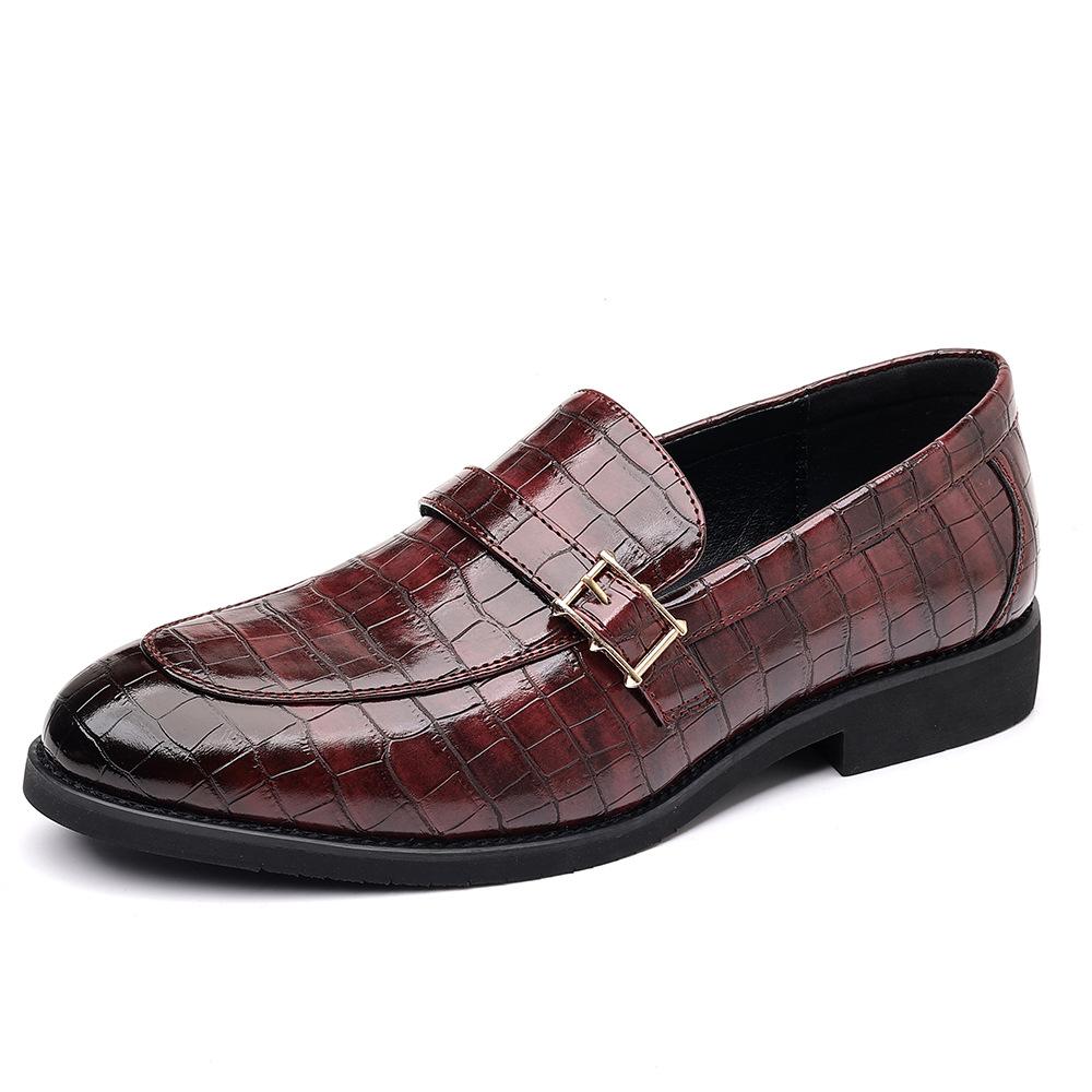 Leather shoes men's fashion casual beanie shoes crocodile pattern men's British pointed head large size 48