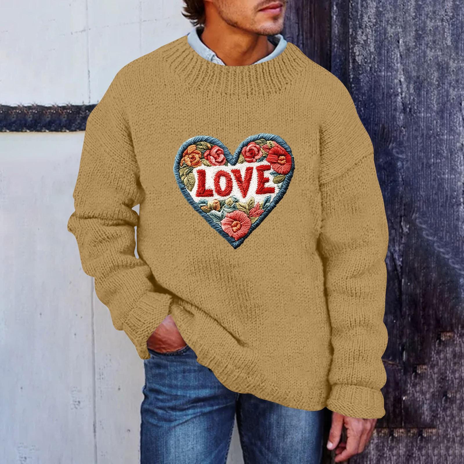 

Чоловічий штучний светр з принтом, світшот із круглим вирізом, вільний топ з довгими рукавами XXXXL хакі