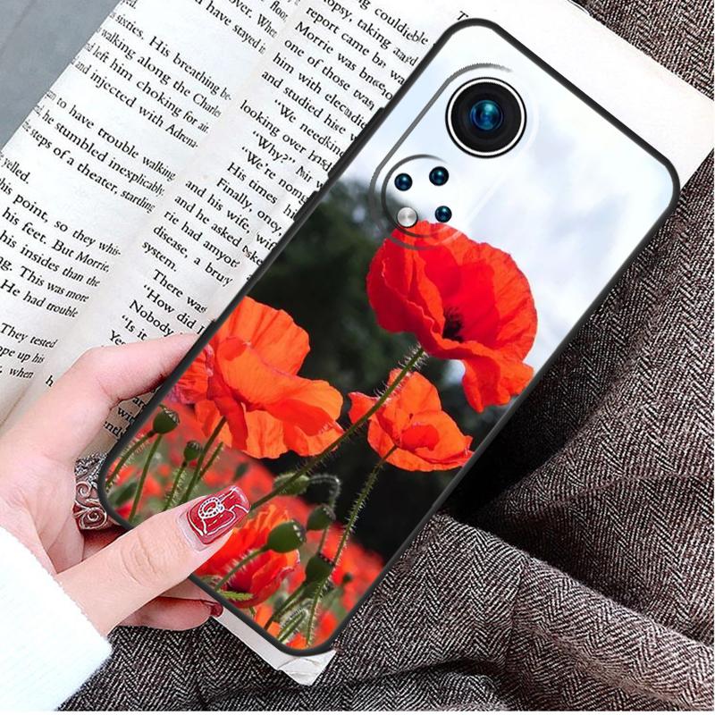Red Corn Poppy Flower Case For Honor Magic 8 6 7 Lite Honor 400 200 Pro 50 70 90 X8c X8b X9a X9c X9b X9d Win Cover