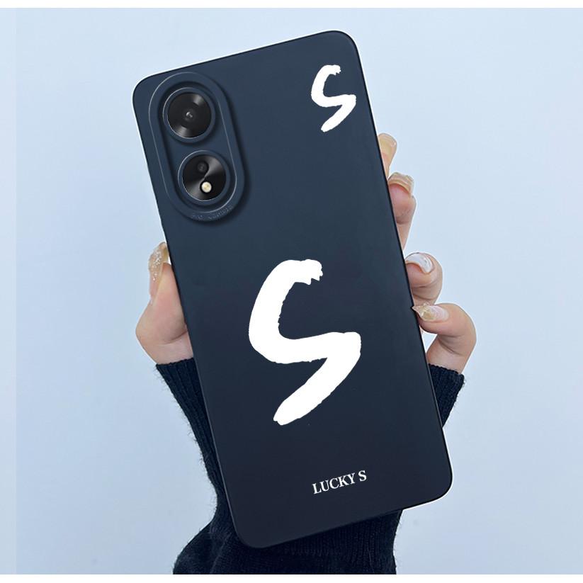 Case For Oppo A18 A38 A58 A78 4G Cover Camera Protection Cute Letter Liquid Silicone Soft Back Covers For Oppo A 38 A 18 Housing