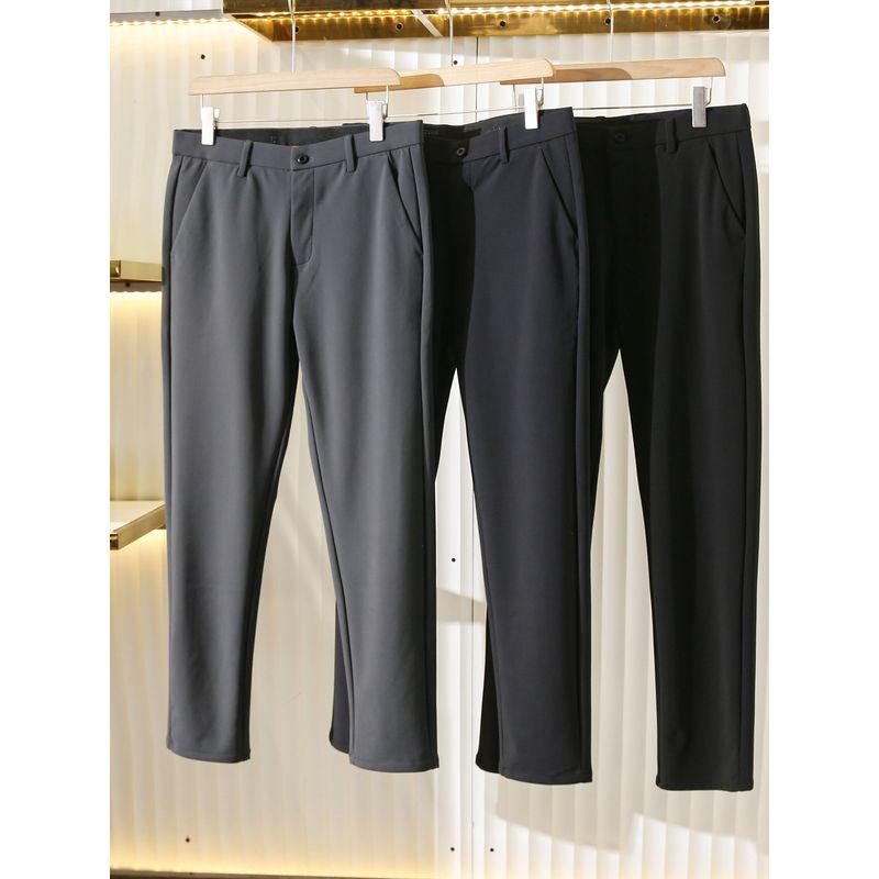 Move Freely! Silky Draped Anti-Wrinkle! Foreign Trade Tail Goods Men's Autumn Commuter Straight High Elastic Casual Trousers