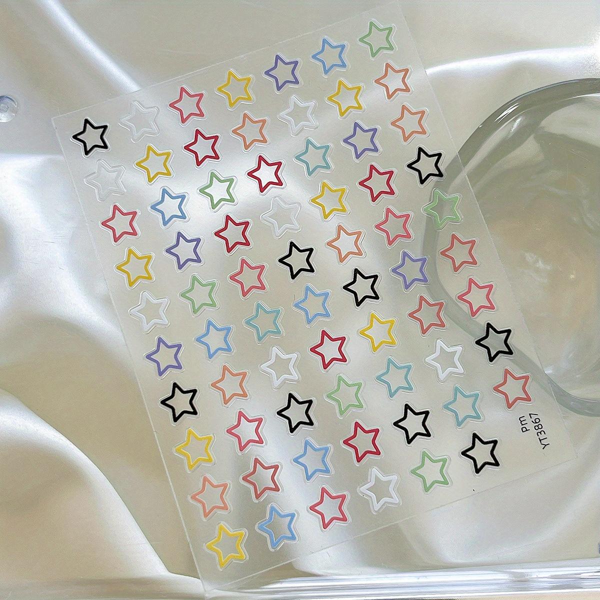 

Colorful Five-Pointed Star, Heart Nail Stickers, Thin And Tough Flat Nail Decoration Stickers with Adhesive Backing