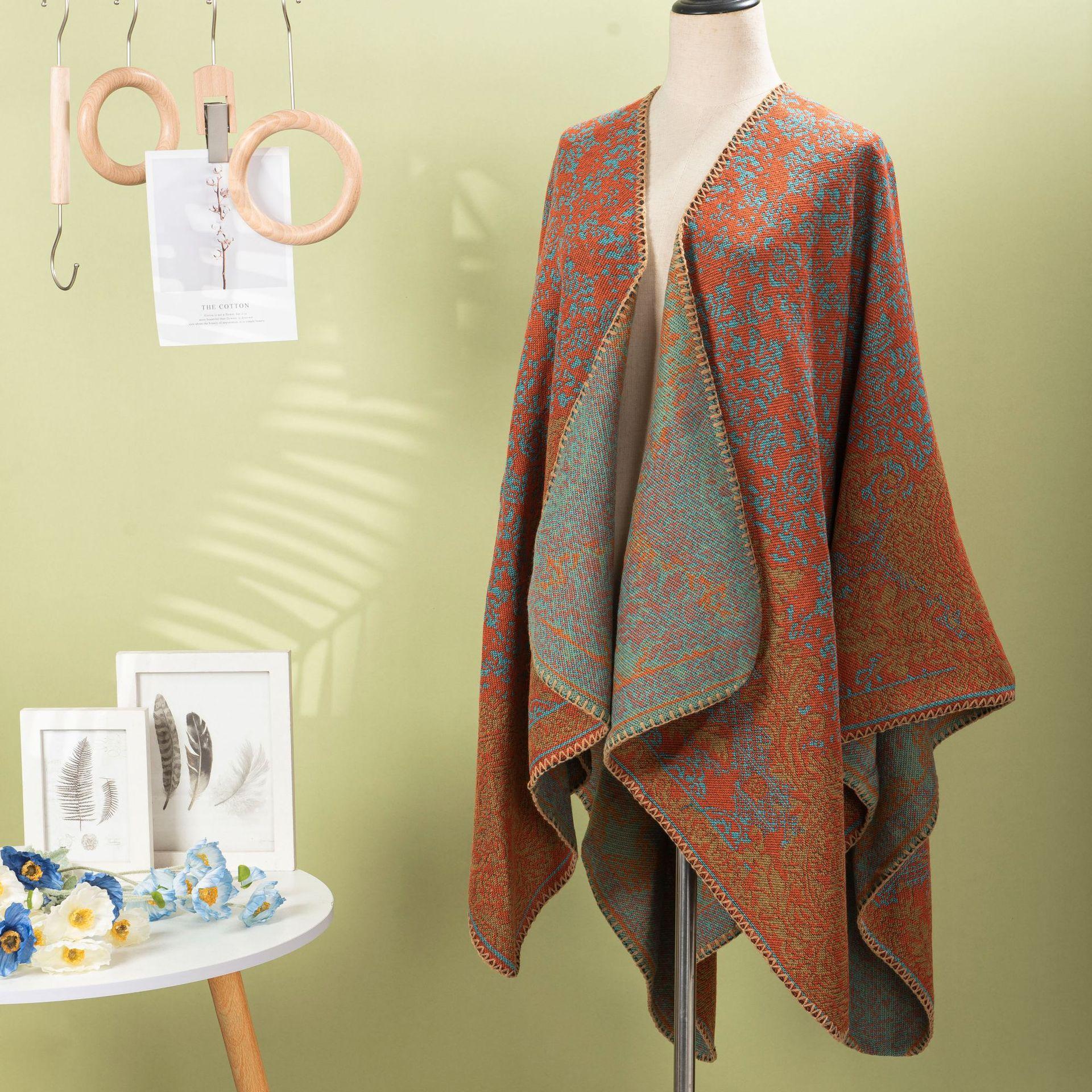 

Фабричный источник Премиум Чувство Ретро Узор Шаль Накидка Женская Уличная Поездка в Синьцзян Ветрозащитный Шарф Кардиган 132*147CM оранжевый