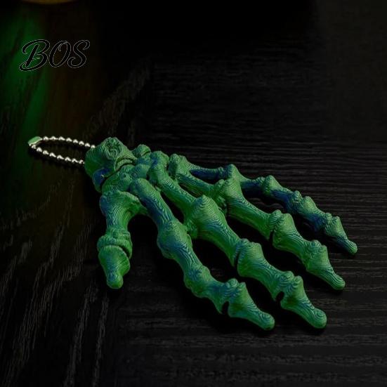 Cool Skeleton Hand Accessory Keychain, with Hanging Chain 3D Printed Ornament, Movable Gothic Ornament Joint Design Skull Palm Stress Relief