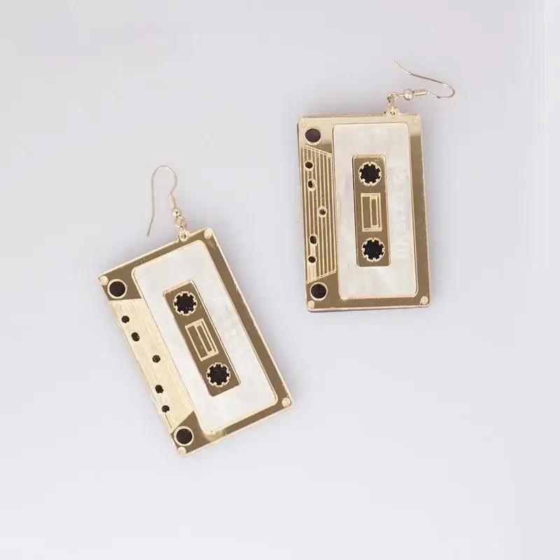 Women Sumemr Fashion Brand Acrylic Tape Dangle Earrings for Women Zinc Alloy Pendientes Long Drop Earring Jewelry Accessories