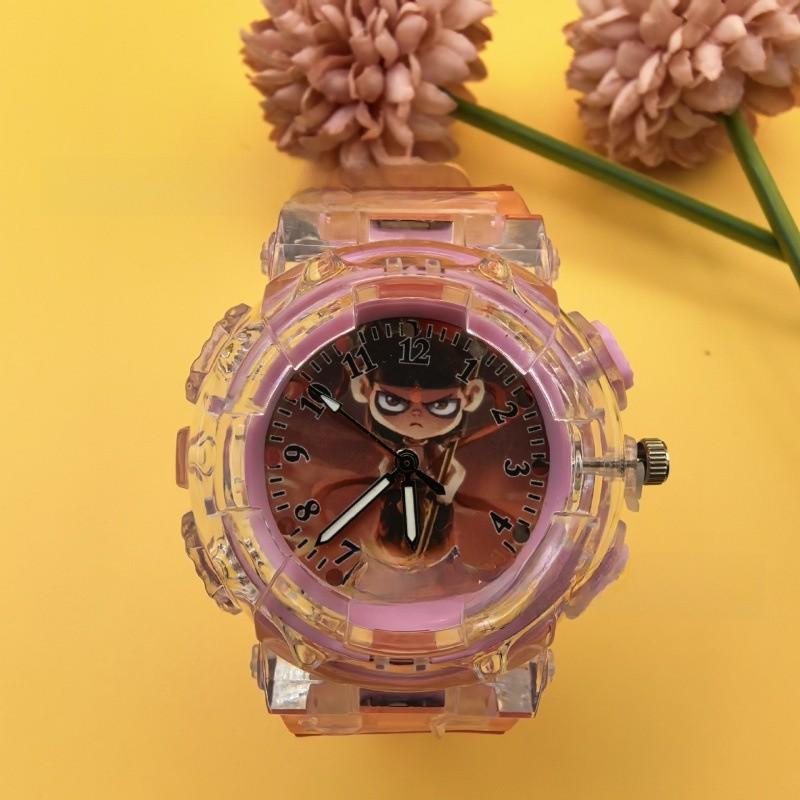 Nezha Cartoon Childrens Luminous Watch With Led Light For Kids Sports And School