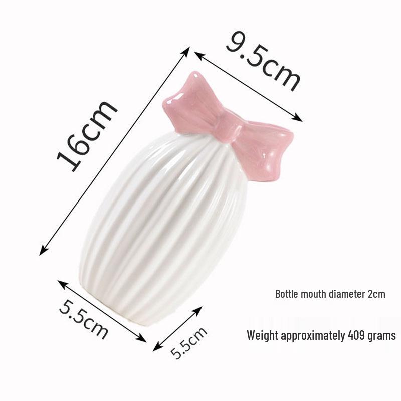 Creative Ceramic Bow Flower Vase: Decorative Hydroponic Holder for Office and Home