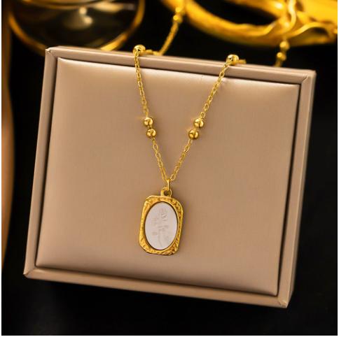 SHC43A-SHC68A Custom Fashion Pendant Necklaces Women's Jewelry Stainless Steel Chokers Pearl Chains Necklace Set for Women Girls