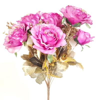 13 European Retro Sequined Roses Simulation Gold Bouquet Home Wedding Decoration Flower Arrangement Fake Flower
