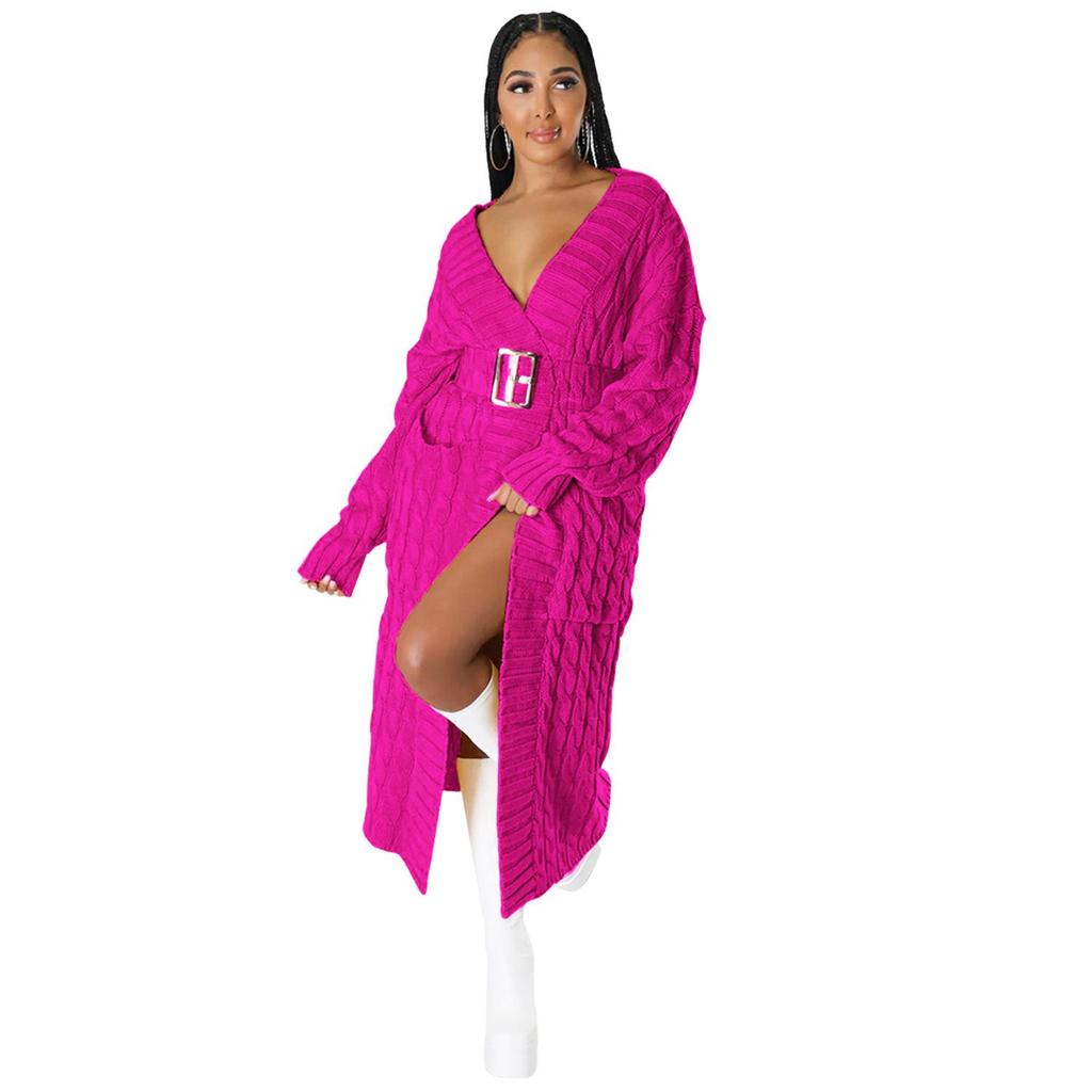 European & American Women's Sexy Long Sleeve Sweater Coat - Autumn/Winter Fashion