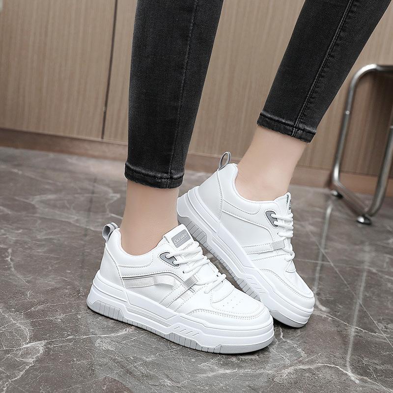 W5110 Nye Vår og Sommer Casual Platform Høydeøkende Damesko Brettsko Allsidig Rund Tå Slitesterk Fargeblokk Trend