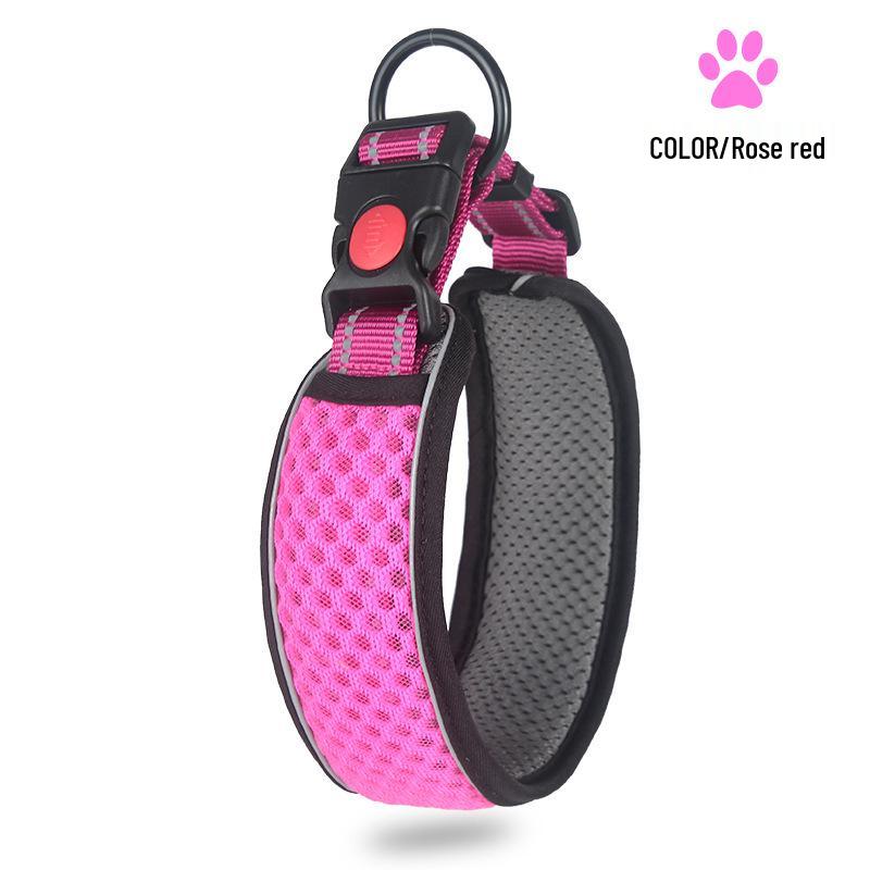 Regulowana, odblaskowa, oddychająca obroża spacerowa dla psa z siatki o strukturze plastra miodu