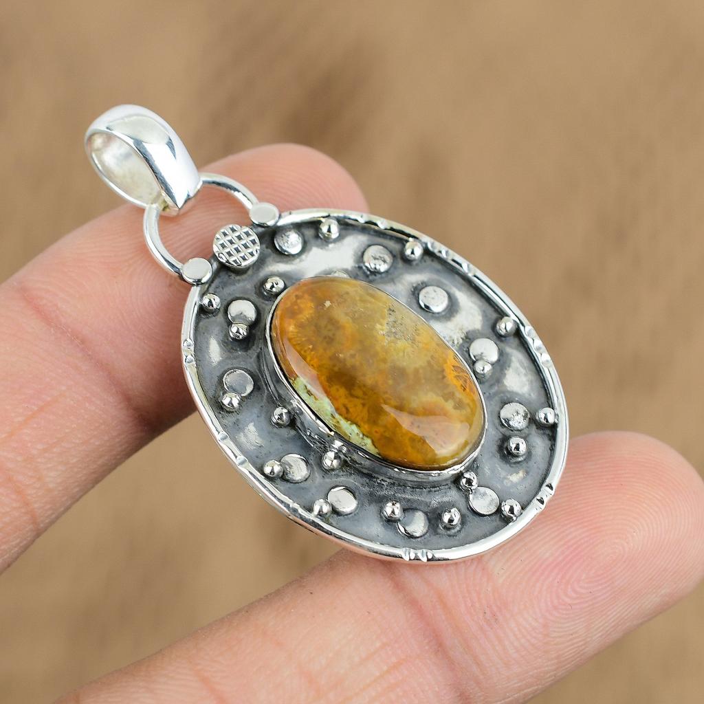 Mothers Day Sale Natural Fossil Coral Sterling Silver Wedding Pendant Jewelry