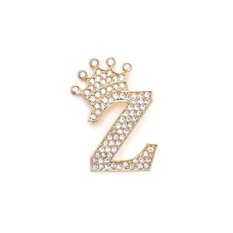 1 Pièce Broches pour Femmes & Hommes Broche Initiale Épingle de Col Strass Cristal Mode A-Z Ton Doré Épingle Corsage