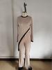 2025 Spring/Summer Women's Color-Block Long-Sleeve T-Shirt & Patchwork Pants Set