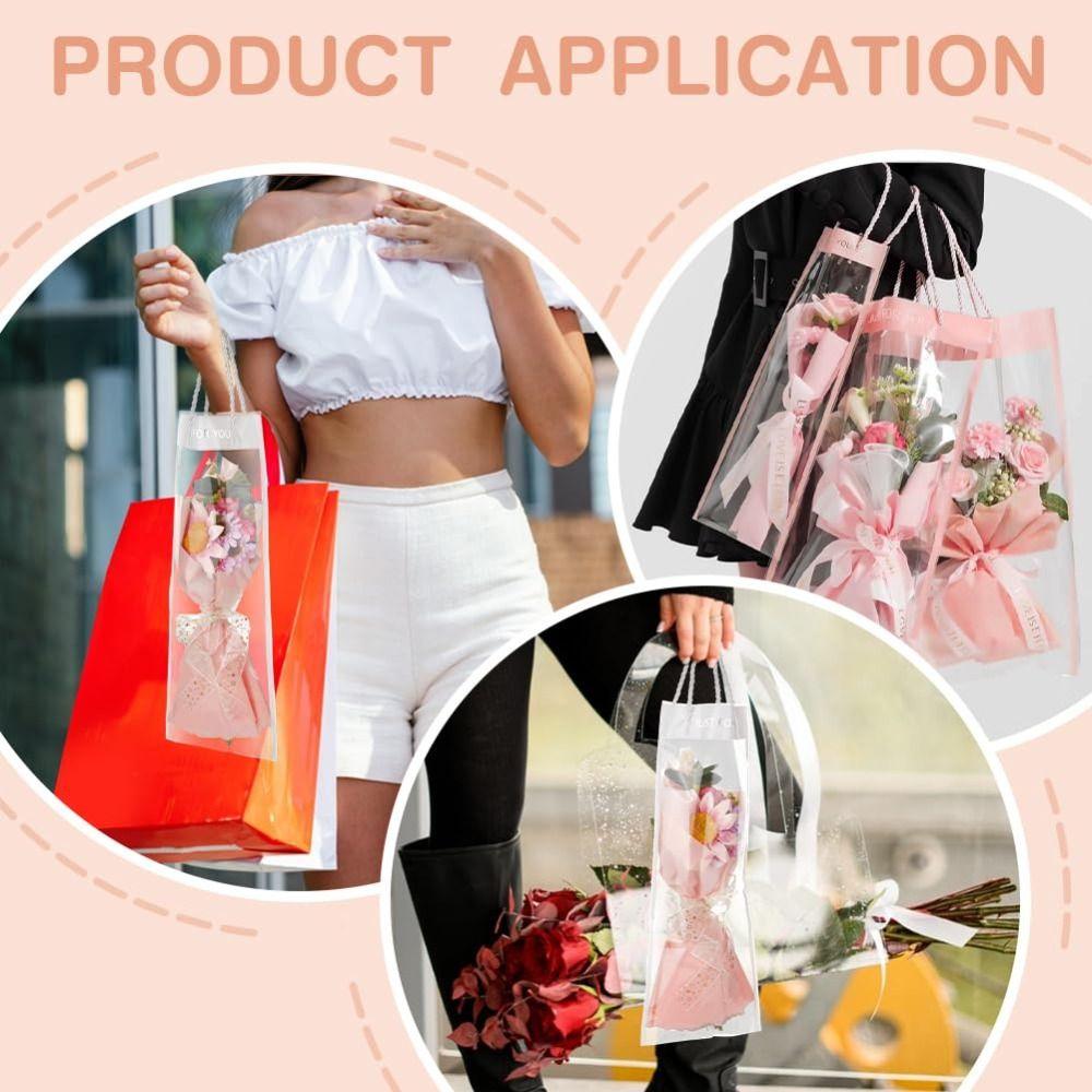 10 Pcs Rectangle Clear Flower Packaging Bags Plastic Flower Bouquet Gift Bags  Festival