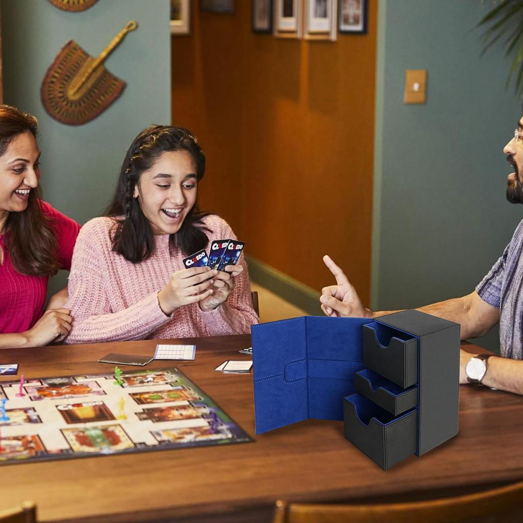 Voocye Deck Holds 200 Trading Card Storage PU Trading Card Case with 6 Compatible with and Other Card Games Blue Case, Cards, Case, Box, Magnetic,