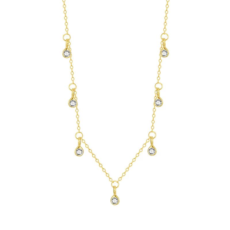 Fashion Jewellery 925 Sterling Silver Geometric Water Drop Zircon Pendant Necklace Gold/Silver Plated Necklaces for Women