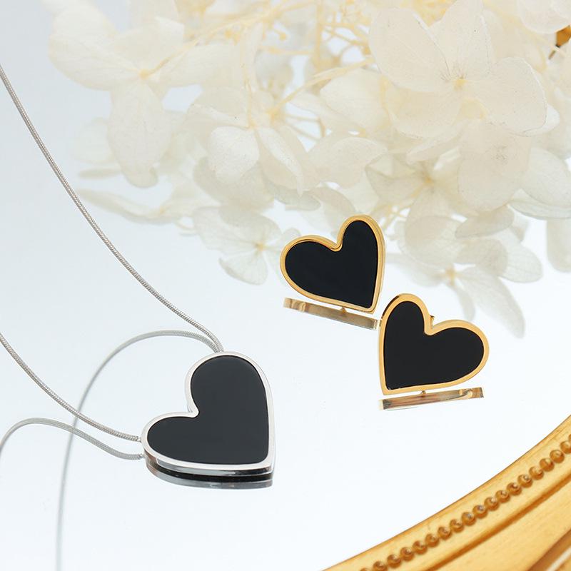 

Greek Heart Acrylic & Titanium Steel Necklace & Earrings Set Non-fading