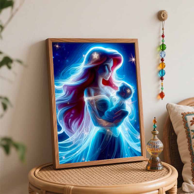 Disney The Little Mermaid Ariel and Baby Oil Paint by Numbers Painting Kit Handmade Diy Home Decoration Gift