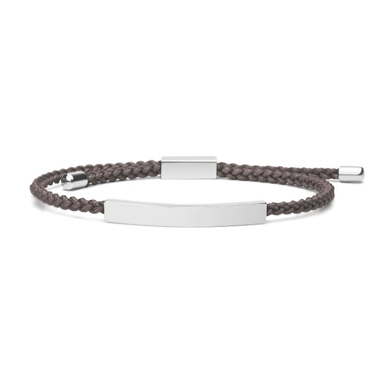 Stainless Steel Accessories and 2mm Adjustable Braided Rope Custom LOGO Men Bracelet