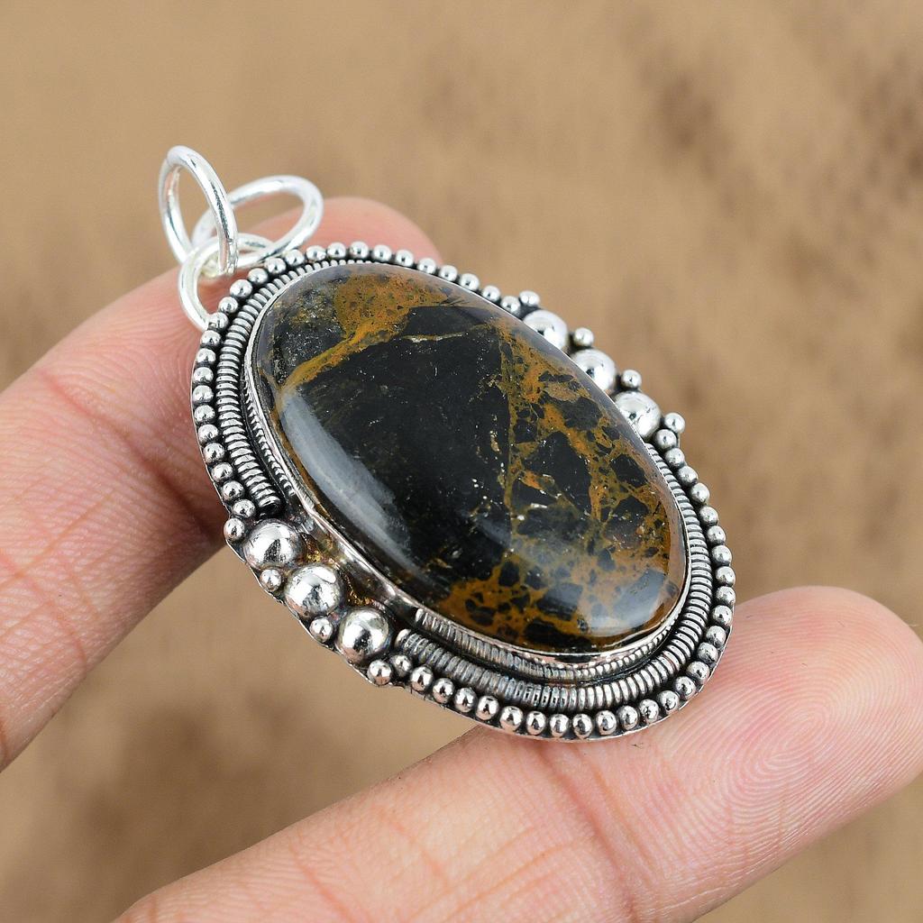 Womens Day Deal Golden Pietersite Stone 925 Sterling Silver Wife Pendant Jewelry