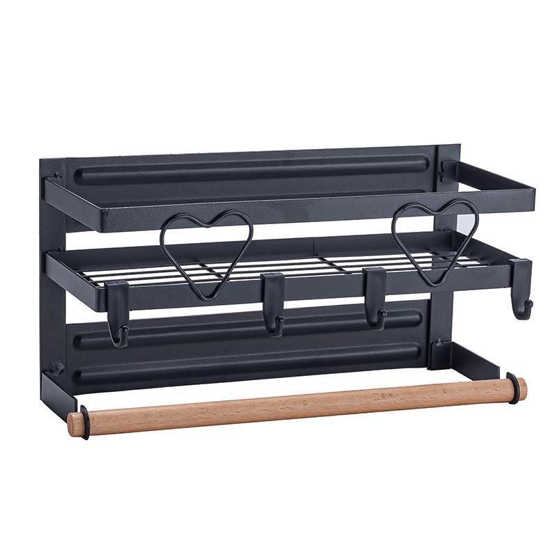 Magnetic Refrigerator Side Rack & Kitchen Paper Towel Holder with Cling Film Storage