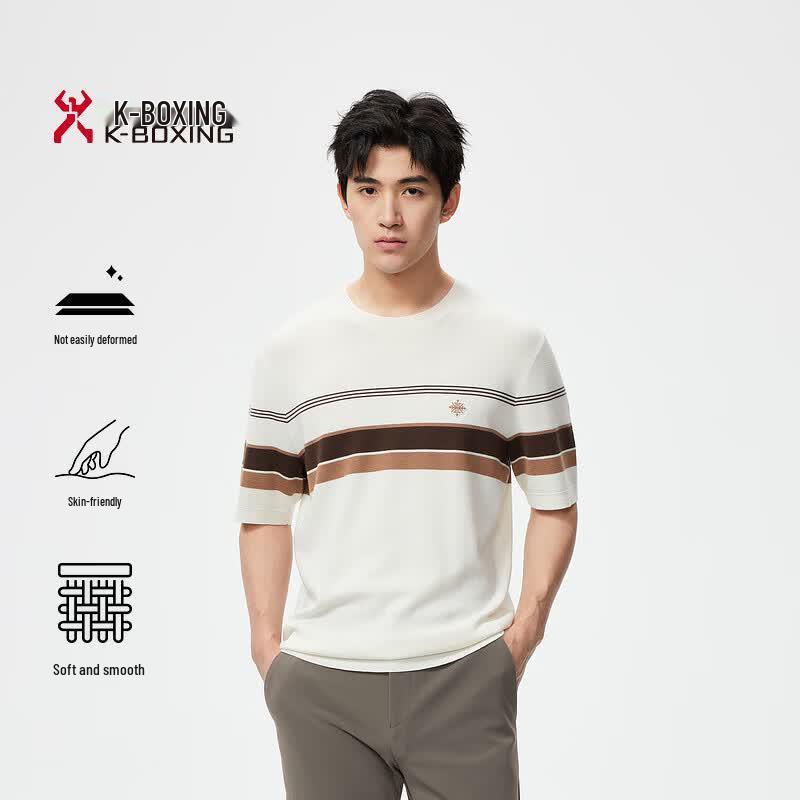K-Boxing Men s Striped Merino Wool Short Sleeve T-Shirt 180/XL