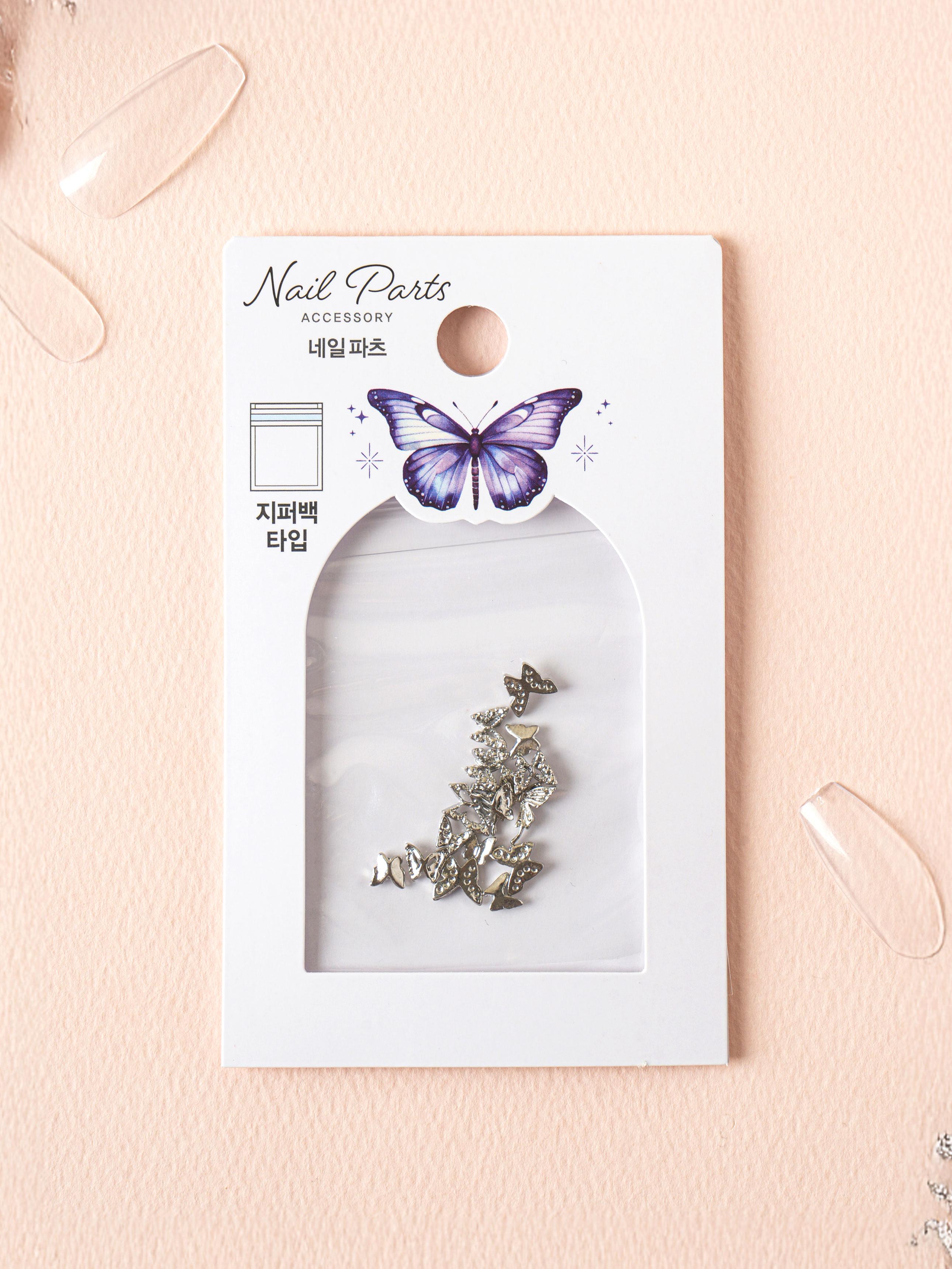 Silver Butterfly Nail Art Charms (15 Pcs Set) 1ea
