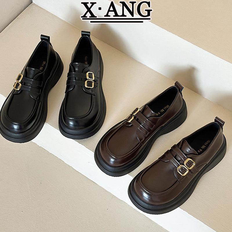 Leather women's shoes spring new small leather shoes platform Mary Jane shoes one pedal single shoes