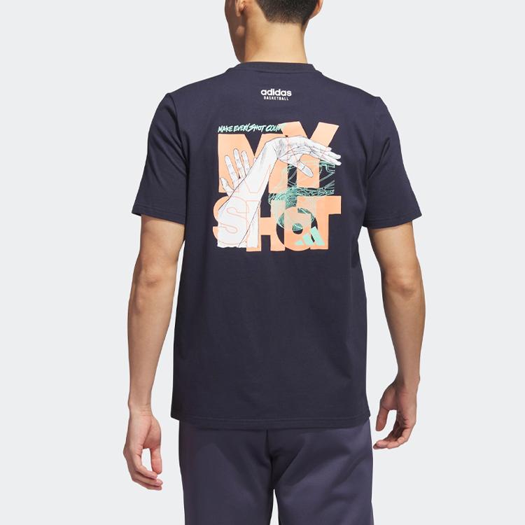Adidas My Shot Net Graphic Tee Men Tops Legend-Ink IN9267