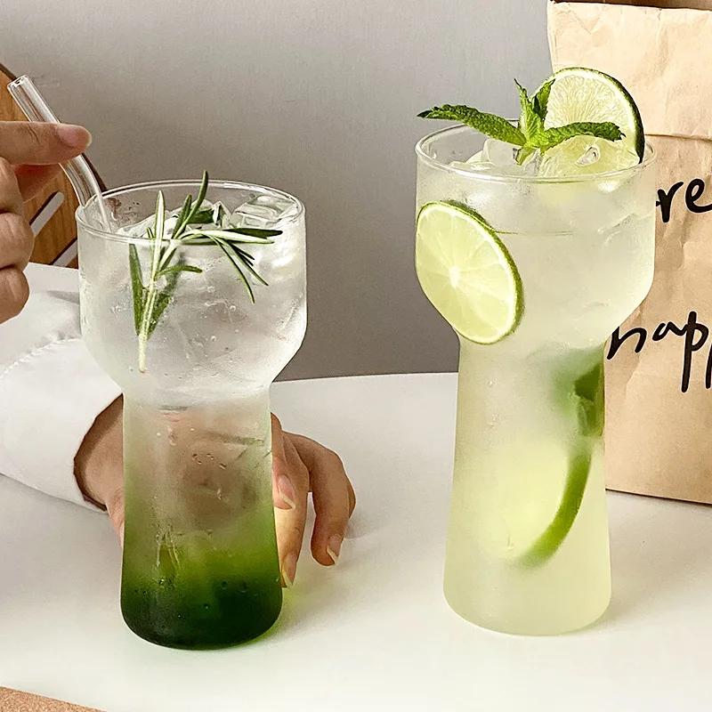 Cold Coffee Cups Glass Water Cup Crystal Glasses Kitchen Drinkware Coffee Latte Glass Iced Juice Milk Water Bottle Bar Cups