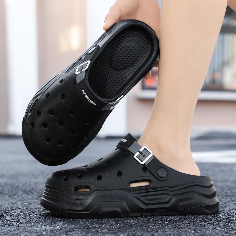

Sandals summer new fashion casual beach shoes hollow out wear thick-soled deodorant bag head two wear trend hole shoes 38