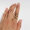 Brass Plated Real Gold Niche Fashionable Bamboo Spiral Multi-Layer Wide Version Ring Ring Ring Stacked Wearing 892