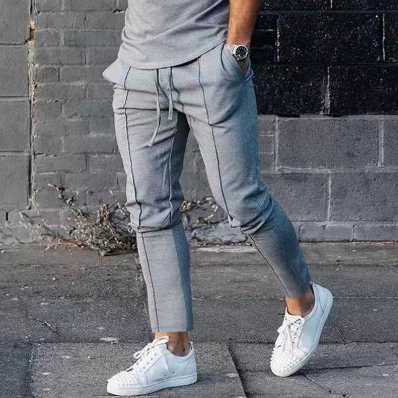 Fashion Men's Sweatpants Spring and Autumn Casual Pants High Street Pants Solid Colour Slim Car Fold Men's Casual Pants