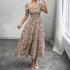Women's Dress Casual Flowy Dresses square neckline Vocation Boho Beach Sundress