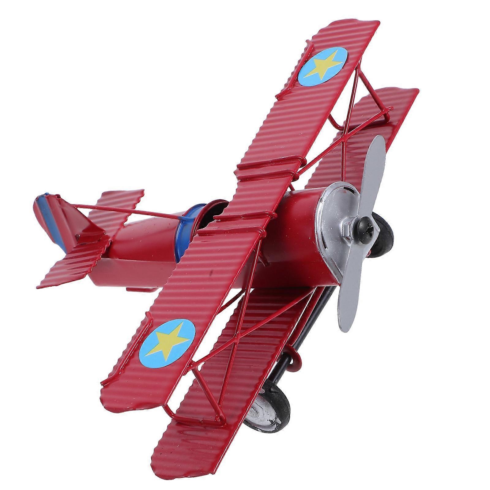 Doppeldecker Form Lernspielzeug Retro Metall Simulationsflugzeugmodell Für Kinderspielzeug 1Set