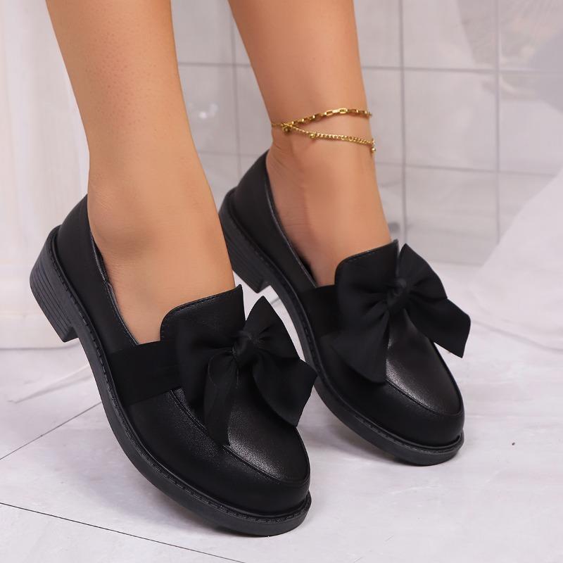 2025 Fashion Bowknot Slip On Loafers for Women Spring Solid Color Patent Leather Shoes Woman Comfort Soft Sole Platform Loafers