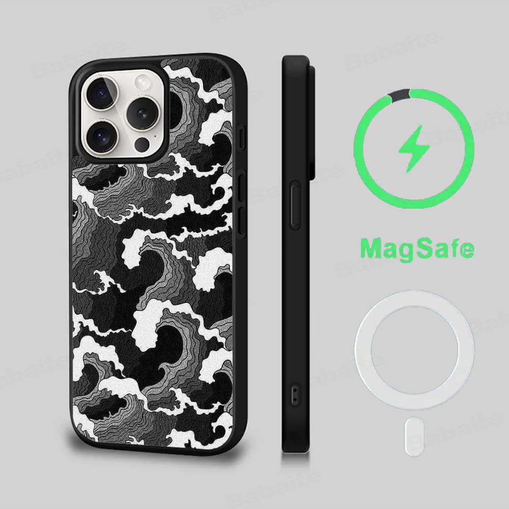 Classic Artwork Great Wave Off Kanagawa Magnetic Matte Phone Case For IPhone 16 17 15 14 13 12 11 For Magsafe Wireless