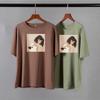 Hirsionsan Aesthetic Cartoon Printed T Shirt Women Summer Loose Casual Clothes Ladies Elegant Harajuku Graphic Tees Cotton Female Tops