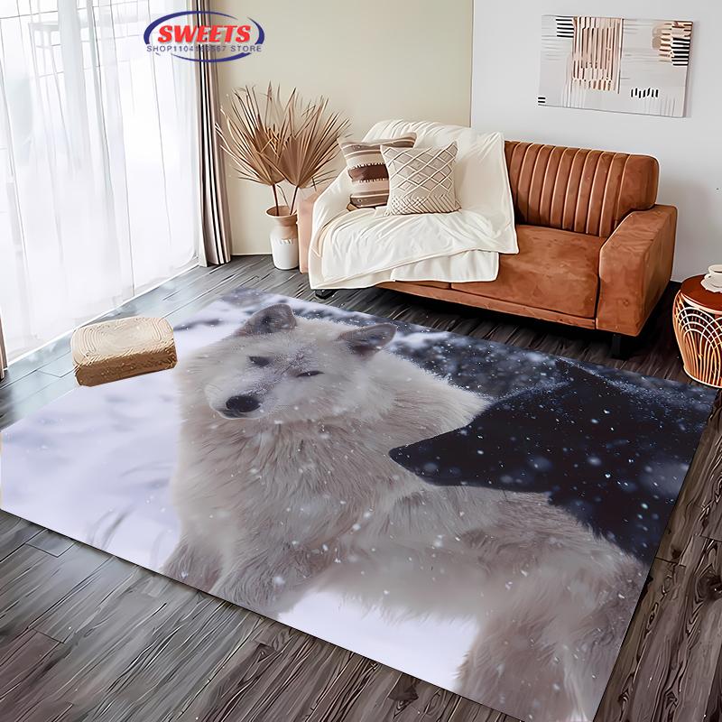 3D HD Wolf Art Carpet for Living Room Bedroom Hallway Long Strip Soft Area Rug Sofa Doormat Home Decor Non-slip Durable Mat Gift