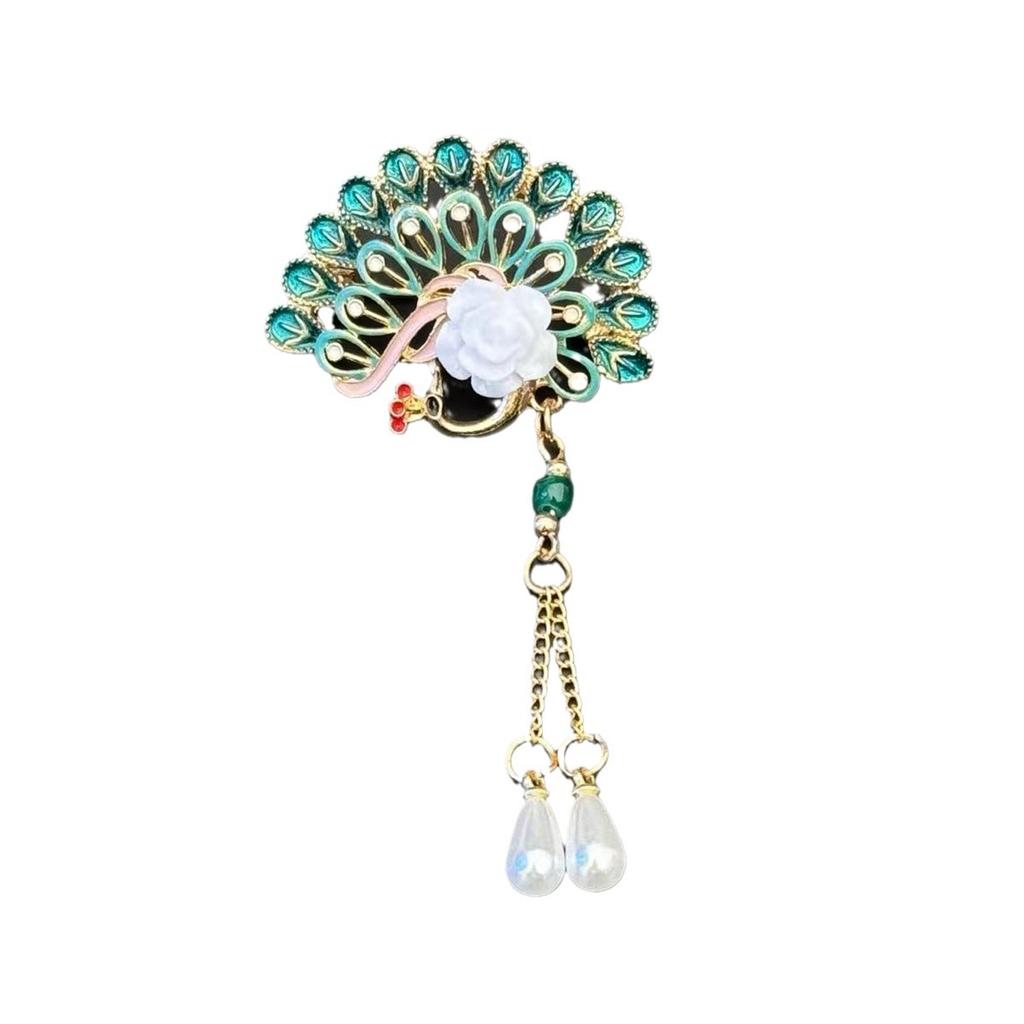 Retro Temperament Corsage Personalized Peacock Open Screen Brooch High-End Hanfu Cheongsam Creative Pendant Pin